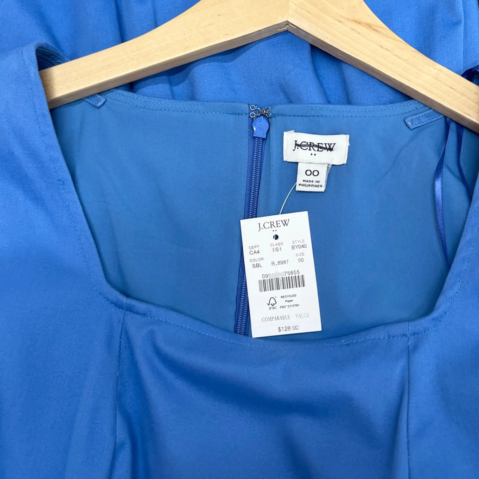 J.Crew Factory Tailored Sheath Dress in Seacoast Blue BY040 size 00 - Image 7