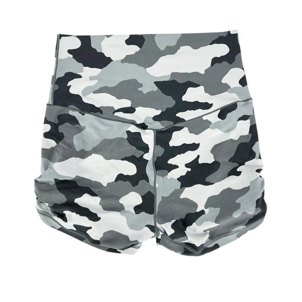 Aerie Offline Real Me Grey Camo High Waisted Ruched Tie 3" Bike Shorts Medium - Image 2