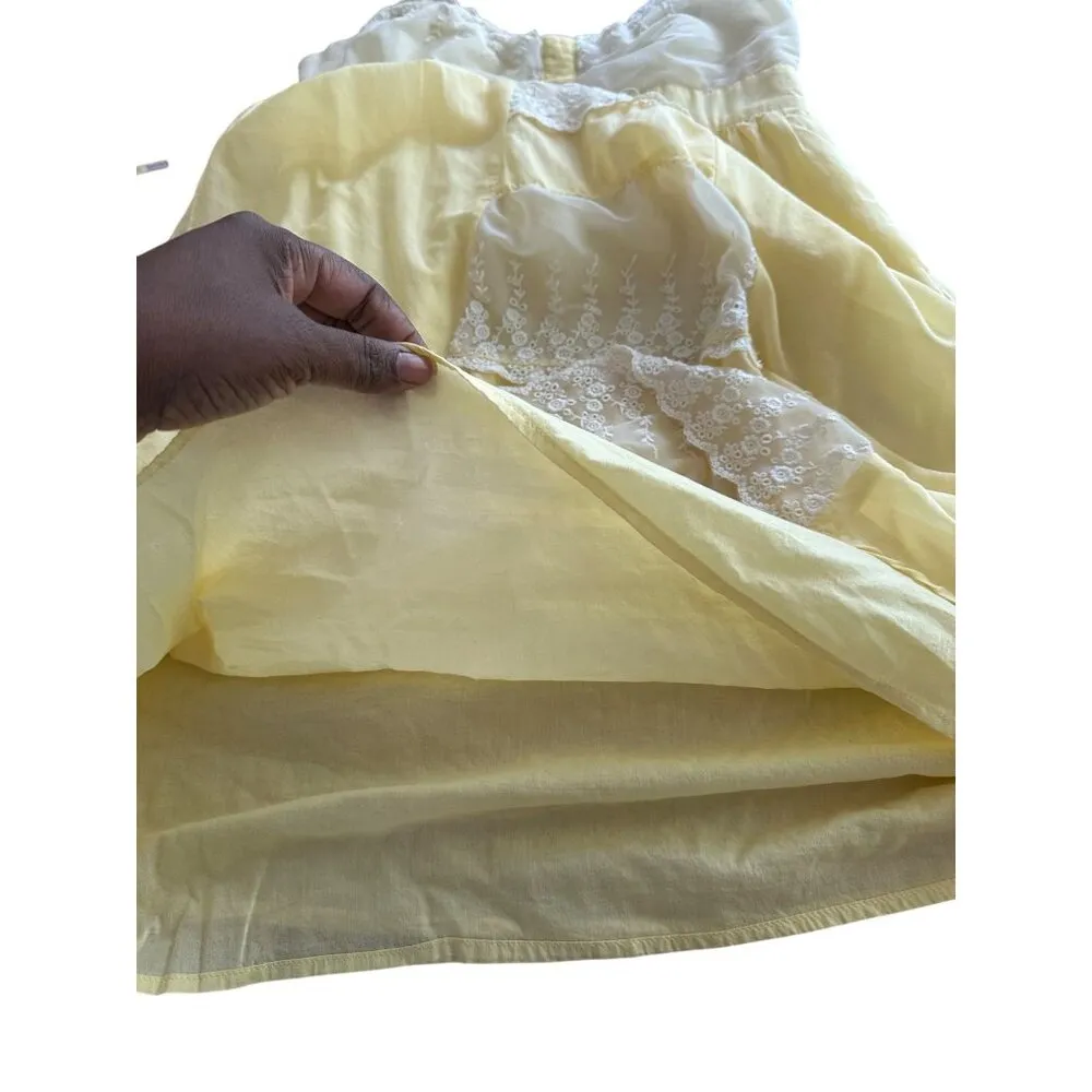Vintage Baby Doll Dress Yellow Lace Trim Spaghetti Strap Coquette Romantic READ Size undefined - Image 12