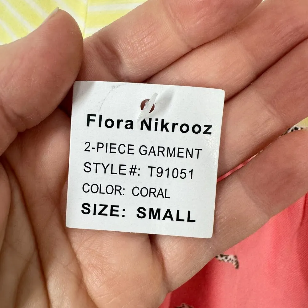 Charter Club Flora Nikrooz Yellow Pink Super Soft Pajama Set Short Sleeve Shorts - Image 3