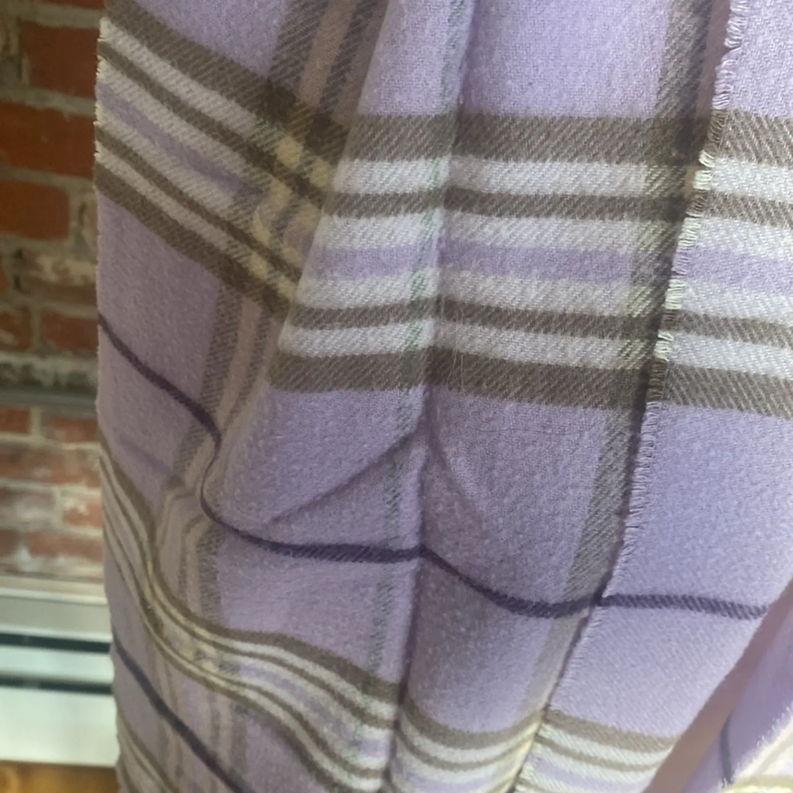 Purple Plaid Fringe ent Rectangle Scarf - Image 3