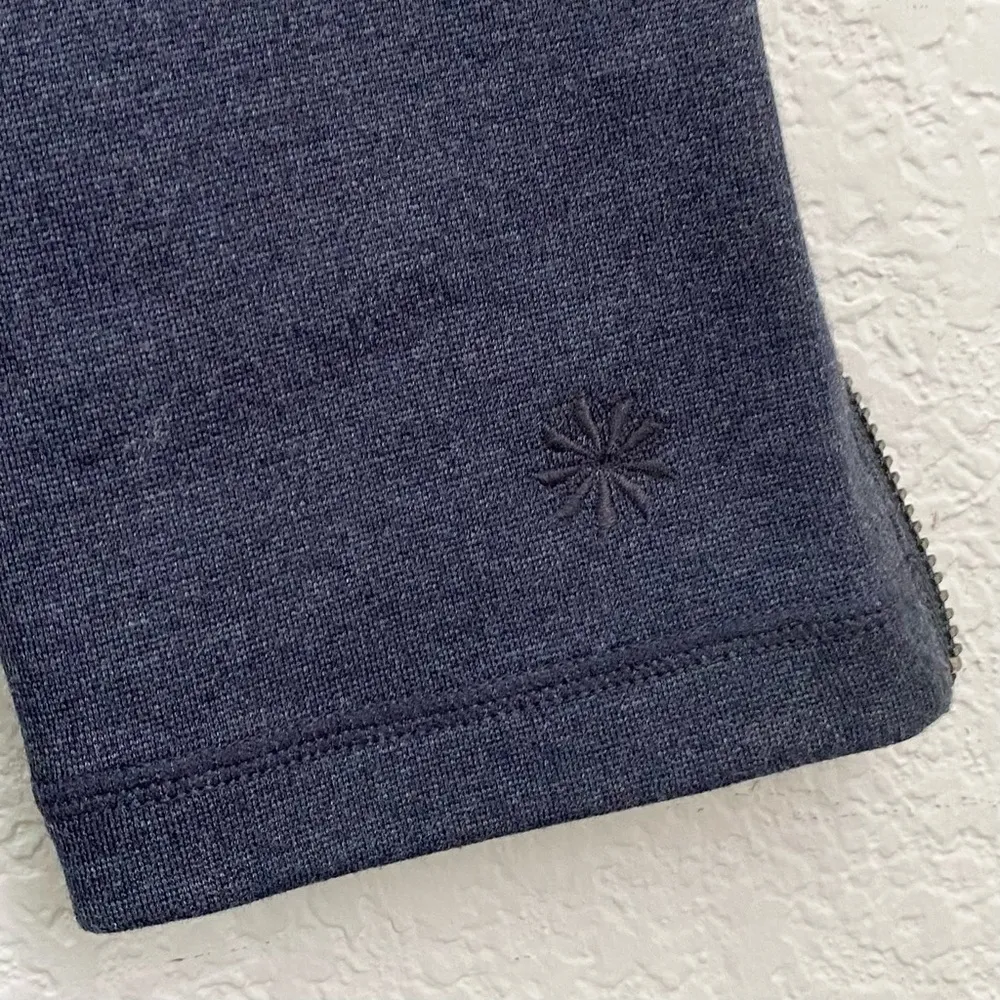 ATHLETA Celebration Dress Heather Gray-Blue Ponte Knit V Neck Dress Size MT - Image 6