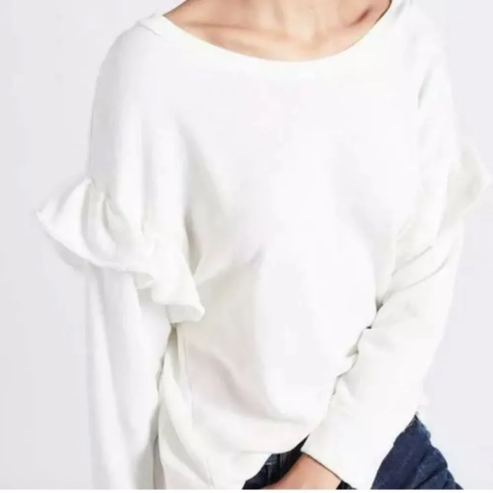 Current Elliot White The Ruffle Shoulder Long Sleeve Sweatshirt 2 S New - Image 10