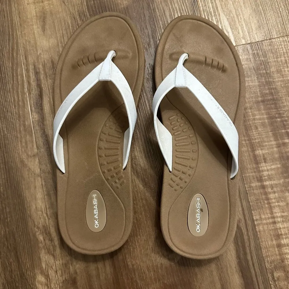 Okabashi Breeze White/Toffee flip flop Sz Large 9.5 - Image 7