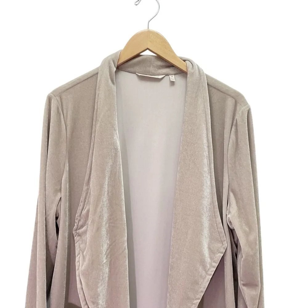 Soft Surroundings Velvet Open Front Cardigan Drape Jacket Taupe Beige Size 1X - Image 5