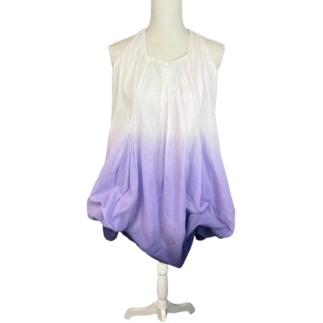 Sisley purple Ombre Bubble hem mini Dress Cotton summer sleeveless resort wear Size M - Image 5