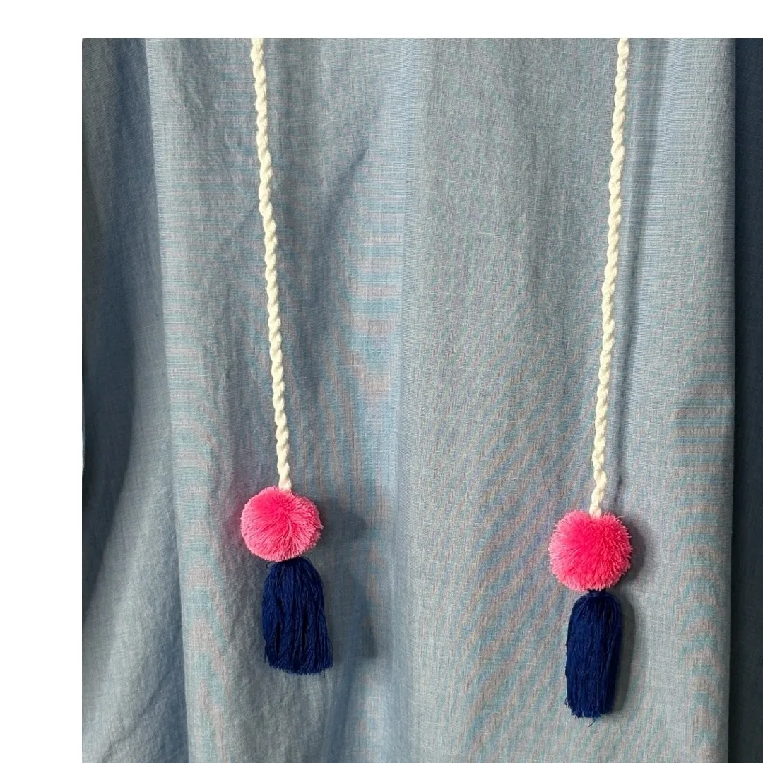 Lilly Pulitzer Keela Embroidered Tassel Top Blouse‎ Long Sleeve Boho Size Small - Image 6