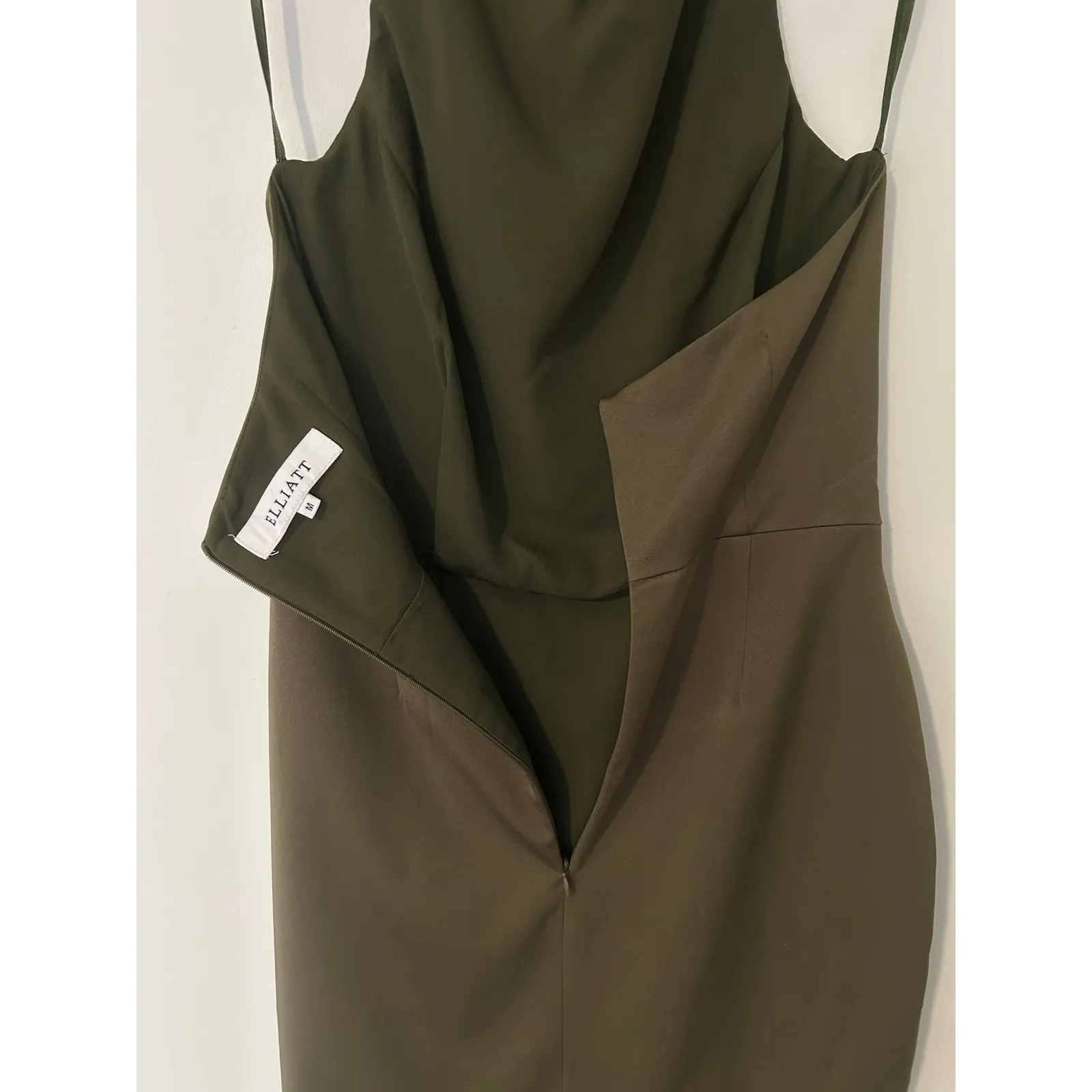 Elliatt Revolve Camo High Neck Halter Dress Khaki Green Open Back M Open Back - Image 9