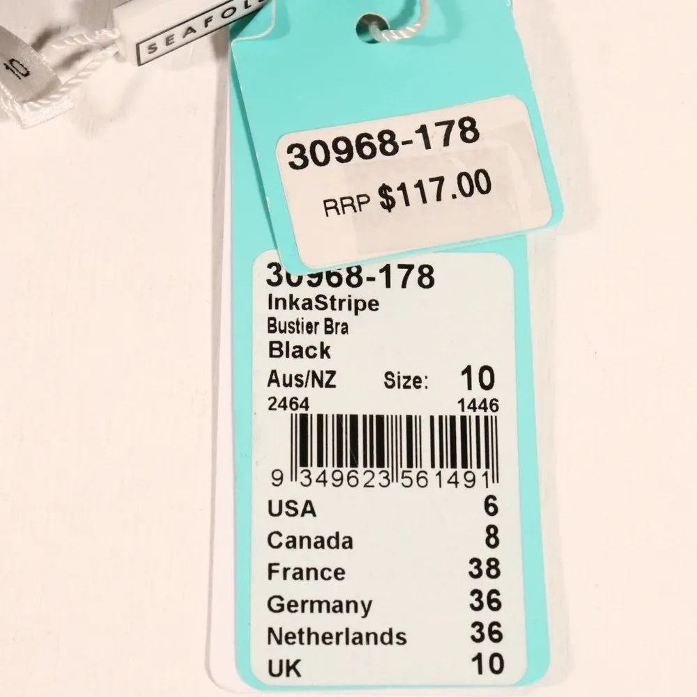 NWT Seafolly X Revolve Inka Stripe Bustier Bra in Black Stripe - Image 5