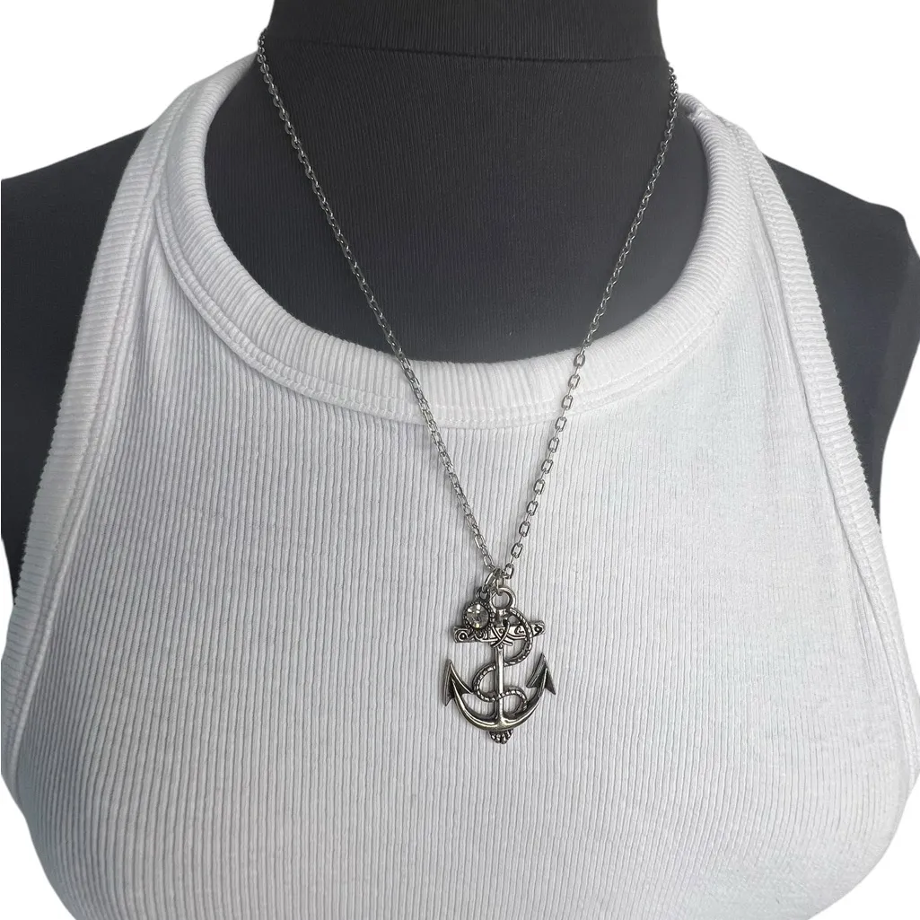 Nautical Anchor Rope Pendant Necklace Silver Color Costume Jewelry Unisex - Image 4