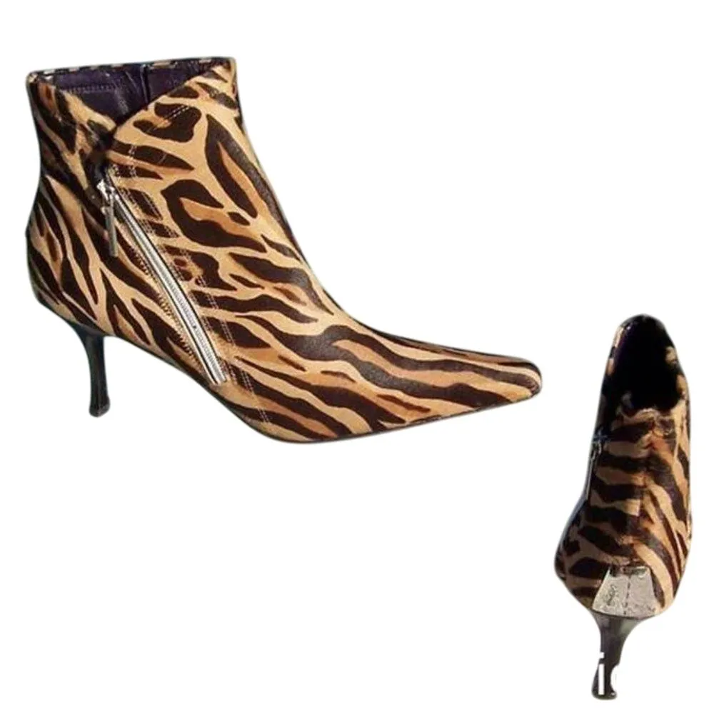 Donald Pliner Couture Hair Calf Leather Boot Shoe Animal Panther NIB NWT $495 Brown Size 5.5 - Image 2