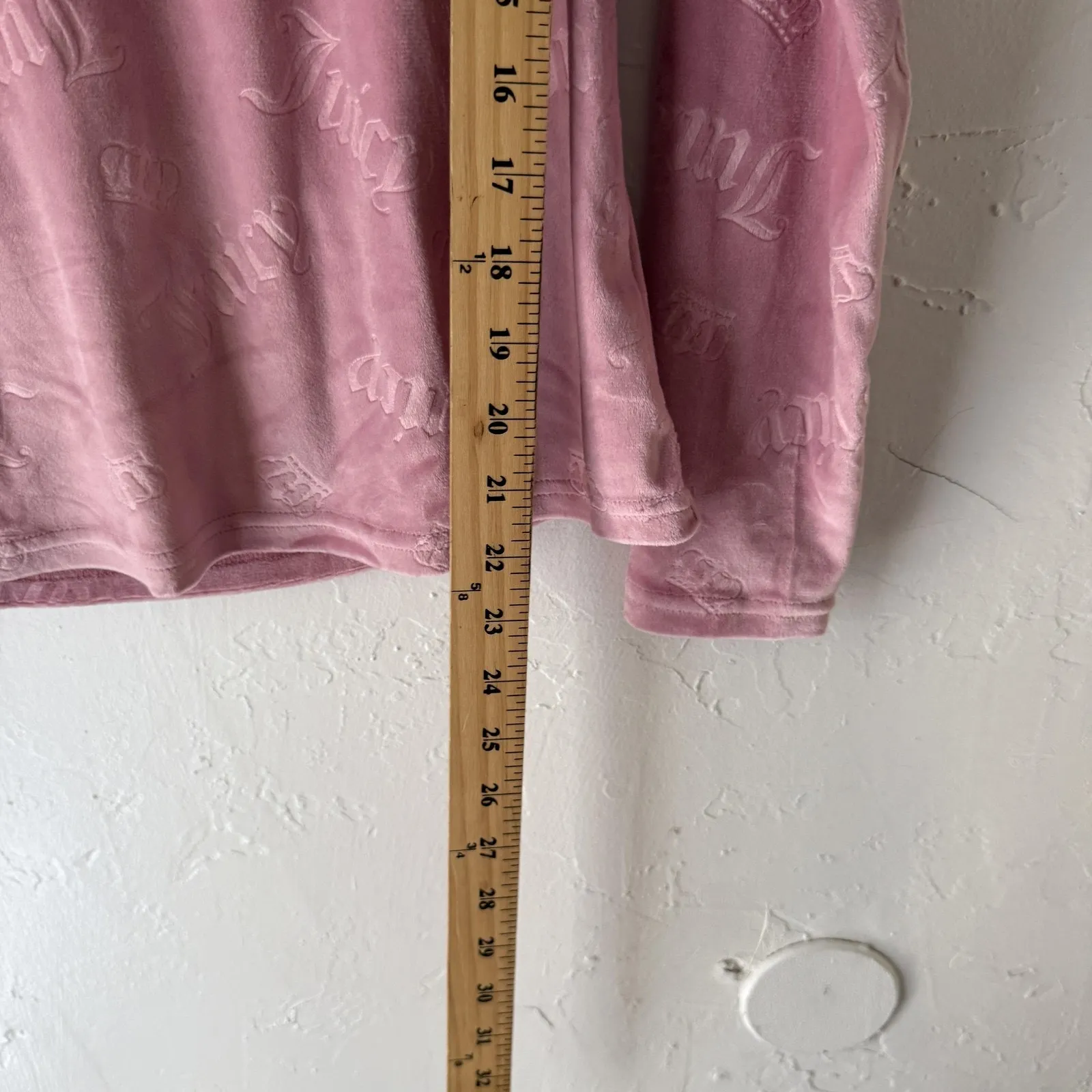 Juicy Couture Velour Lounge Set Y2k Large Pink Long Sleeve Top Pants Monogram‎ - Image 3