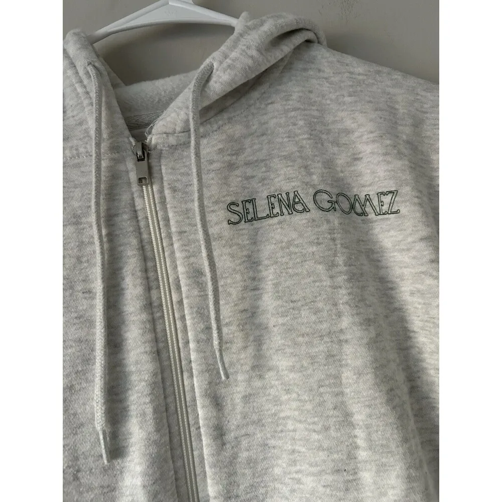Selena Gomez Grey Zip Up Hoodie Size XL Floral Graphic Soft Comfortable Cute - Image 4