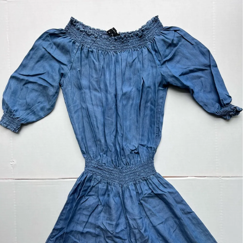 Kaiser wide leg chambray jumpsuit on/ off shoulder size medium - Image 5