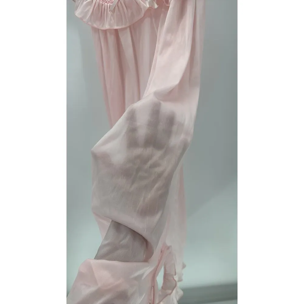 Vintage pink semi sheer ruffled nighty pajama size S coquette sexy feminine - Image 5