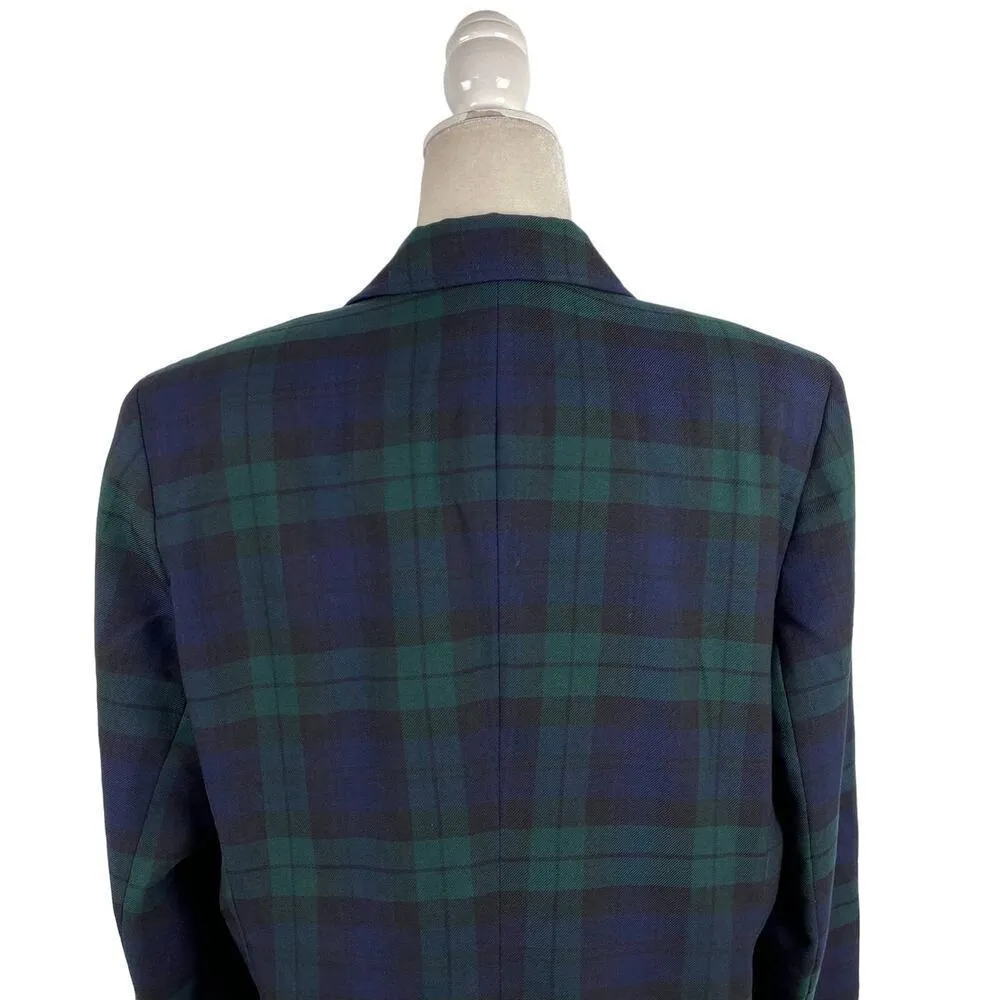 Brooks Brothers Tartan Plaid Green Black Watch Single Breasted Wool Blazer SZ 14 - Image 10