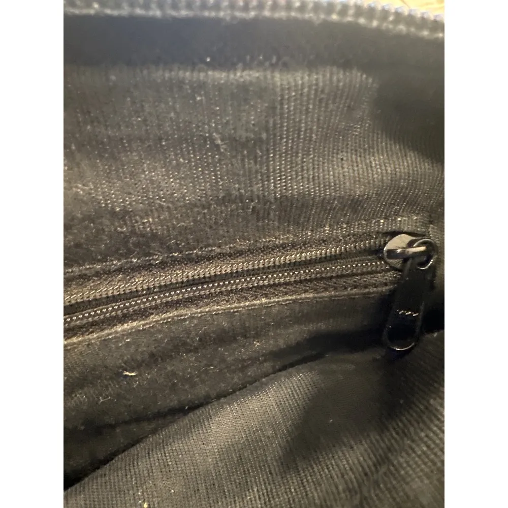 Vintage Black Patent Leather Shoulder Bag Purse Flap Gold Buckle Genesis - Image 6