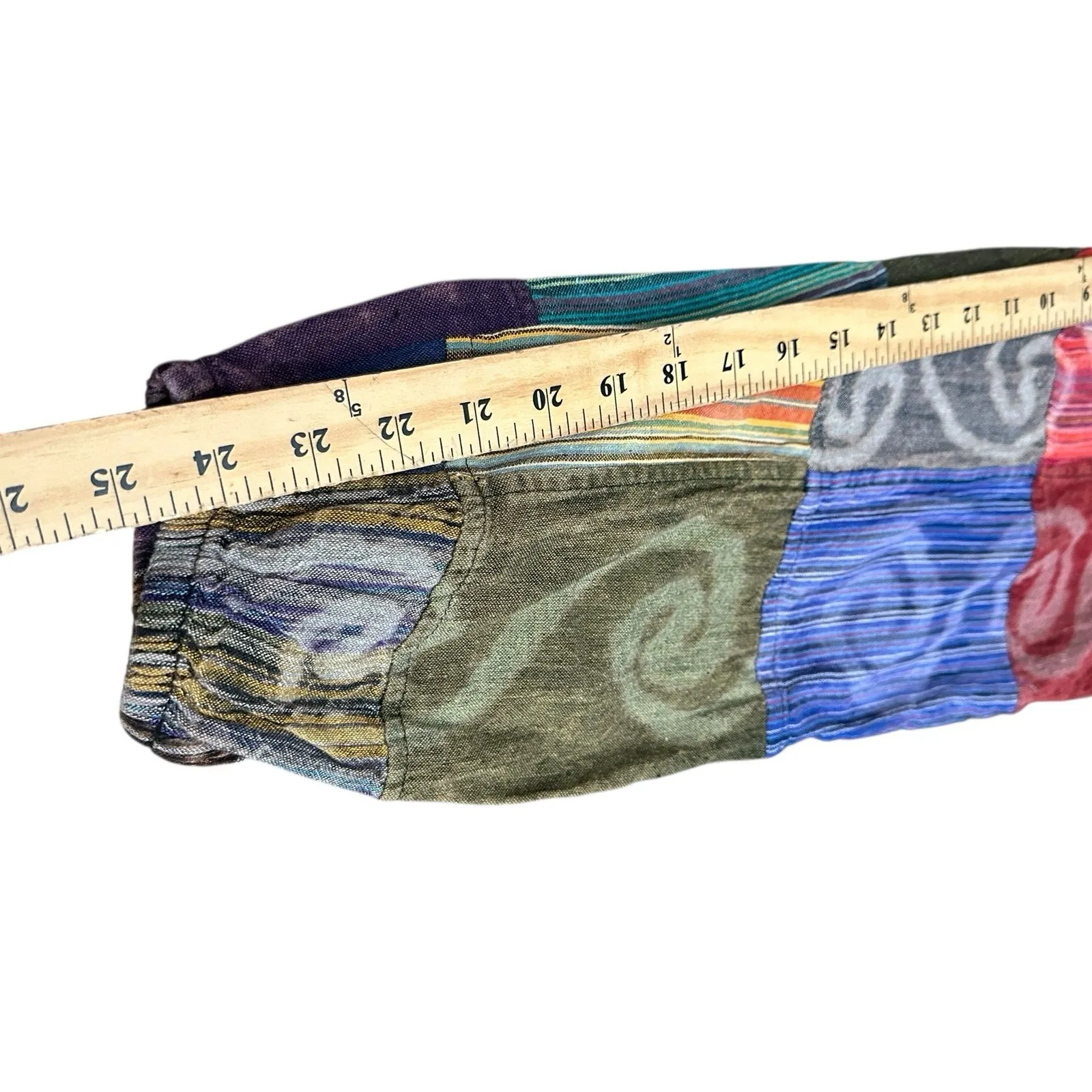 Rising International Women Small Patchwork Pants‎ Casual Peace Ohm Bottoms X2 - Image 6