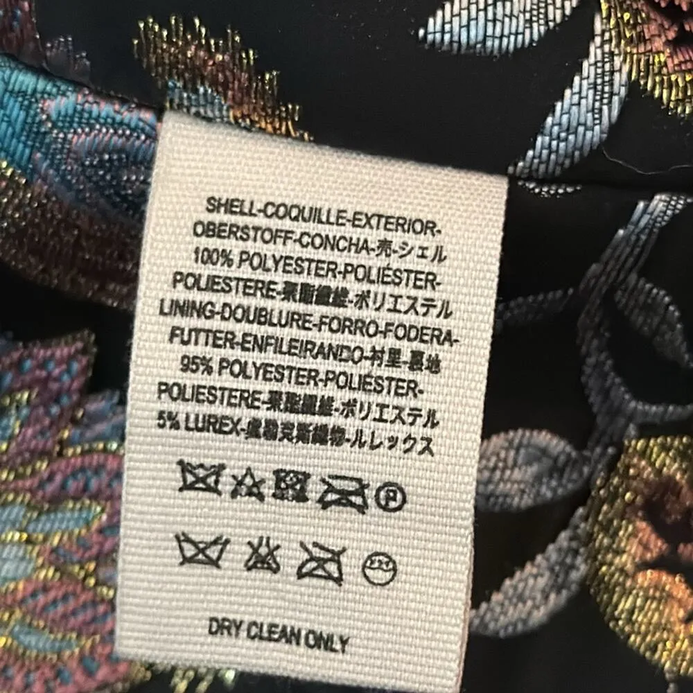 Free People Black Faux Fur Floral Brocade Trim Lined Tie Front Vest - Image 5