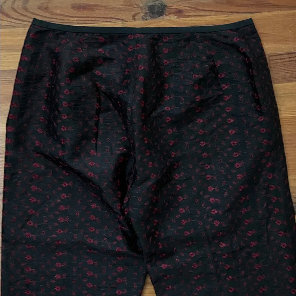 Karen Kane Black Eyelet Embroidered Silk Ankle Pants Womens Size 14 Dressy - Image 16