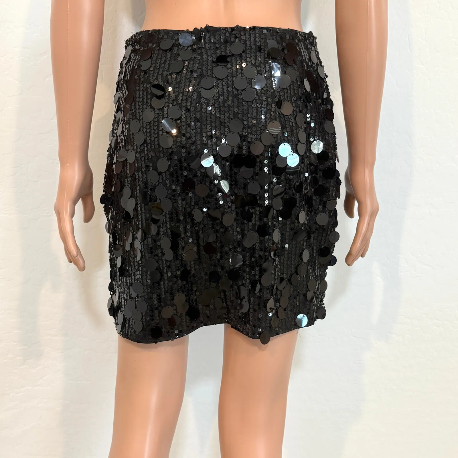 Kate Kasin medium sequin stretch mini skirt bodycon SK 2814 Black - Image 11