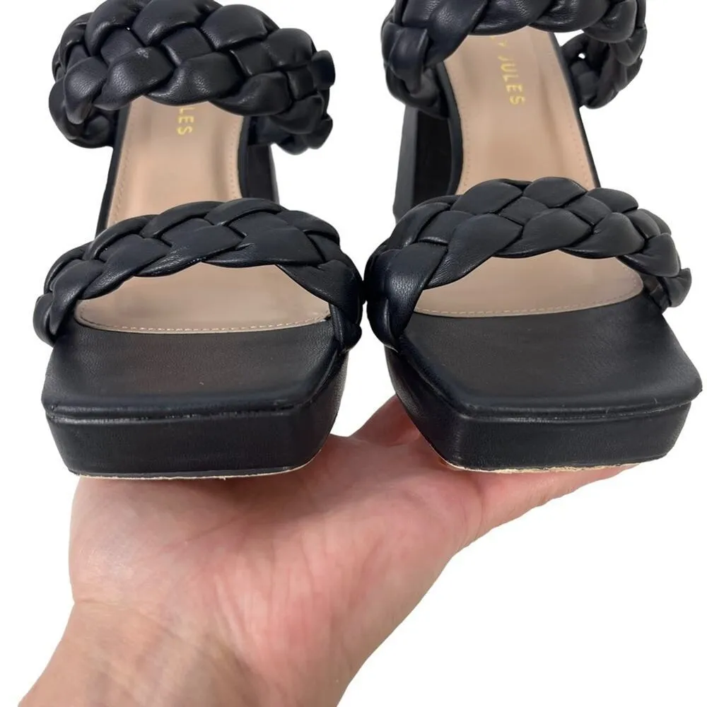 Sincerely Jules Black Platform Aurora Braided Straps Block Heel Sandals Size 10M - Image 12