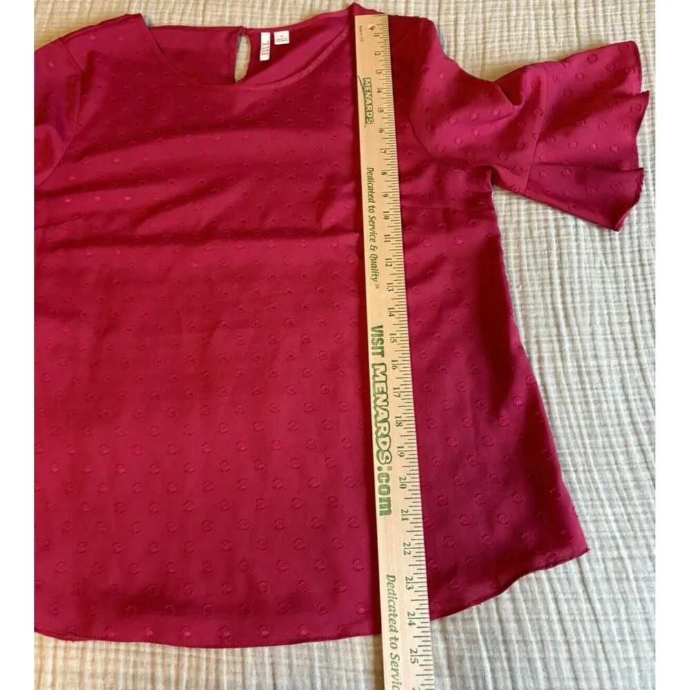 ELLE Women's Magenta Swiss Dot  Blouse 3/4 Bell Sleeves Size Med - Image 4