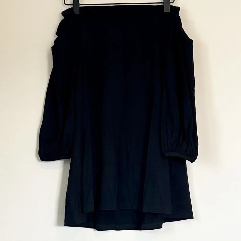 NWT Susana Monaco Black Long Sleeve Off The Shoulder Mini Dress - Size Extra Sma - Image 5