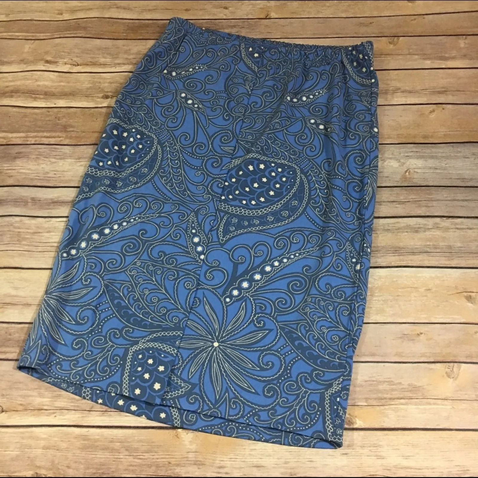 Liz Lange Womens‎ Skirt Sz 2 Medium Large Fiona Paisley Blue White Maternity NEW - Image 8