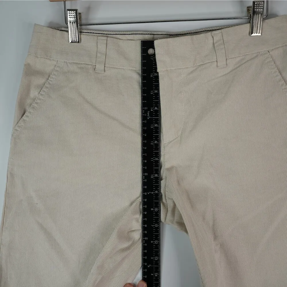 Tommy Hilfiger Shorts Womens 4 Chino Flat Front Beige Striped 9" Inseam Casual - Image 12