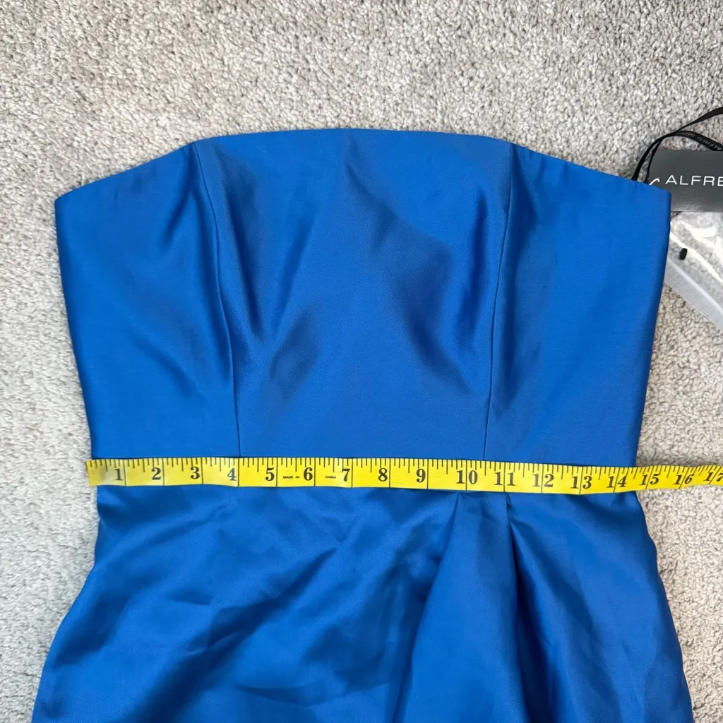 Alfred Sung D832 Strapless‎ Satin Twill Gown Classic Blue 8 - Image 9