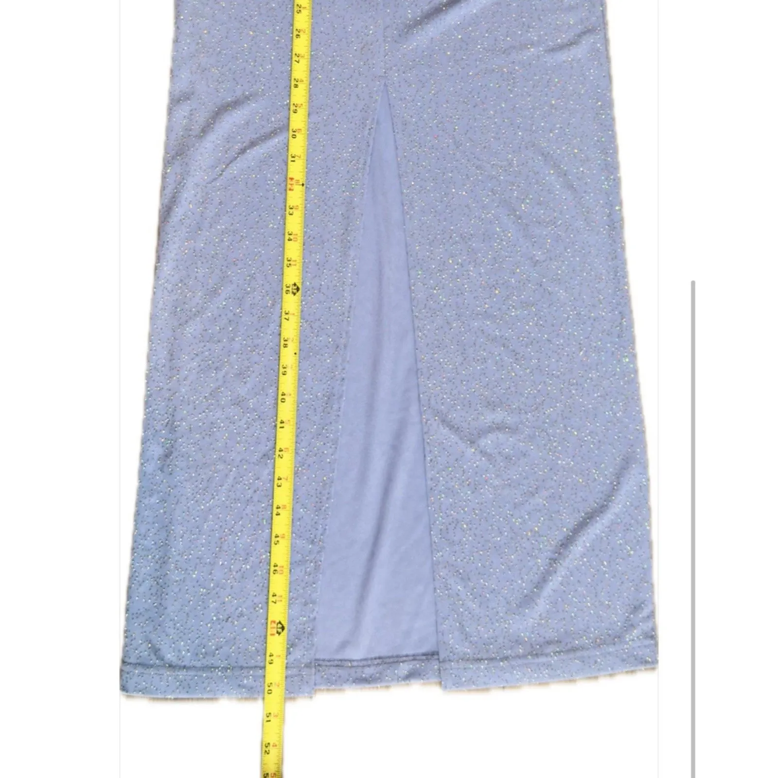 Y2K City Triangles Embellished Maxi Dress in Light Blue Size M USA Sparkly - Image 8