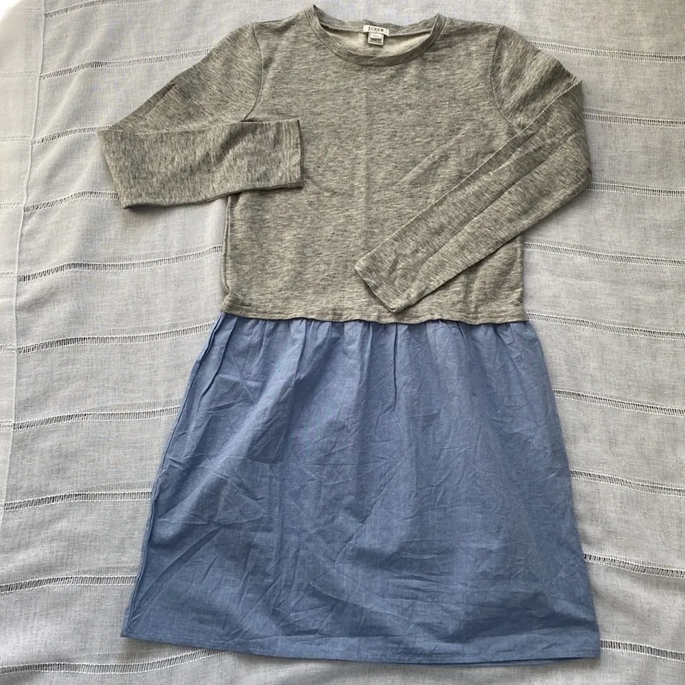 J. Crew Factory sweatshirt chambray skirt dress. Gray Size XXS - Image 4