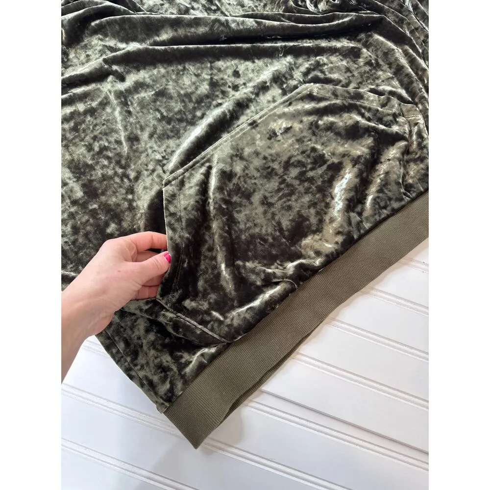 Urban Outfitters OVERSIZED Crushed Velvet Green Hoodie Athleisure Loose Size XS - Image 5