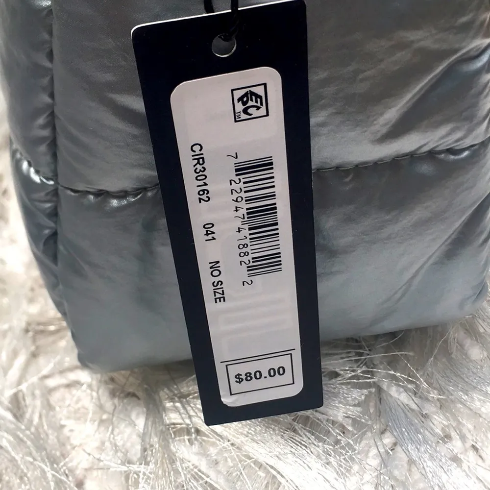 New Silver Luxe Quilted Puffer Shoulder Handbag by Sam Edelman - Image 5