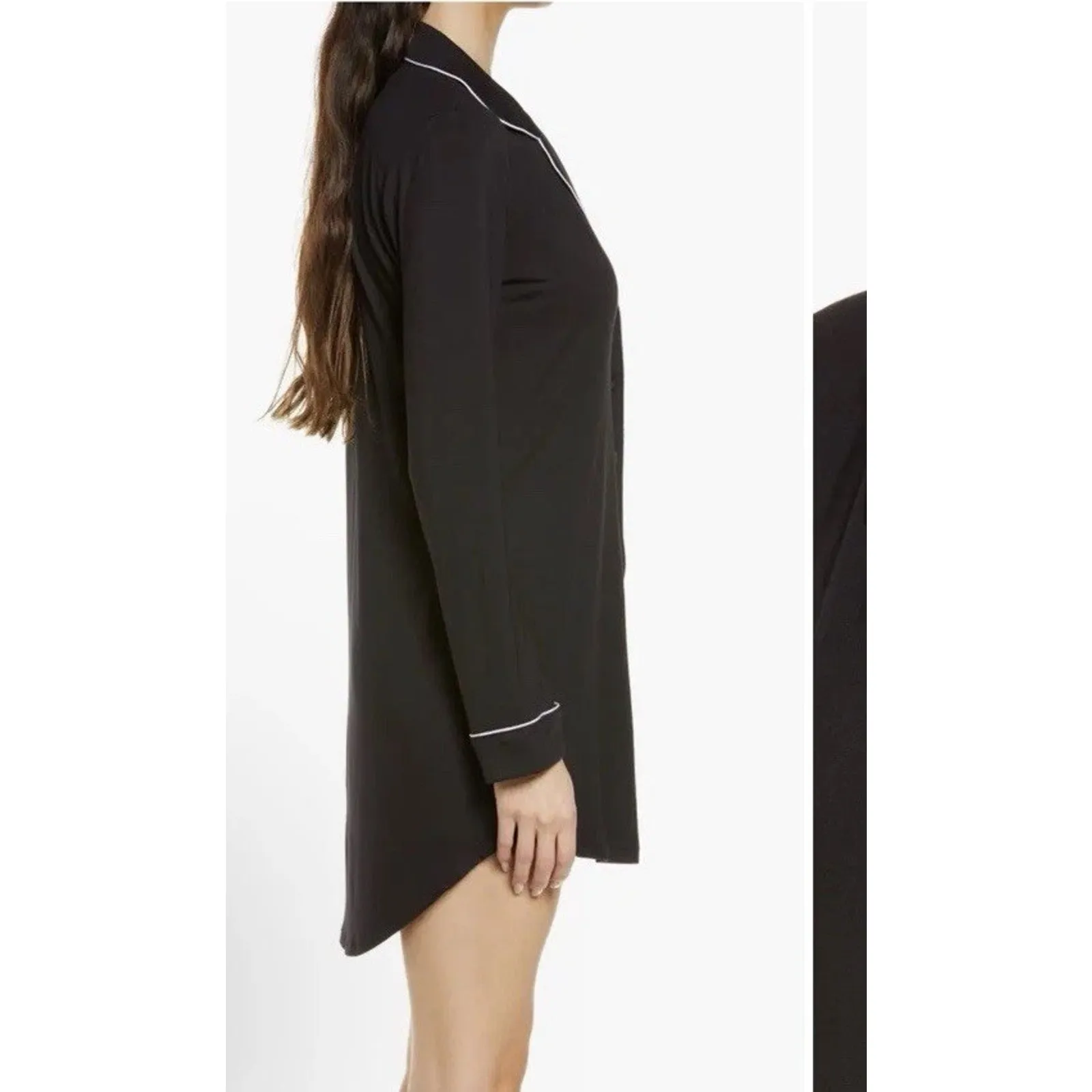 Nordstrom Moonlight Eco Nightshirt Black White Piping Womens Sz S NEW - Image 6