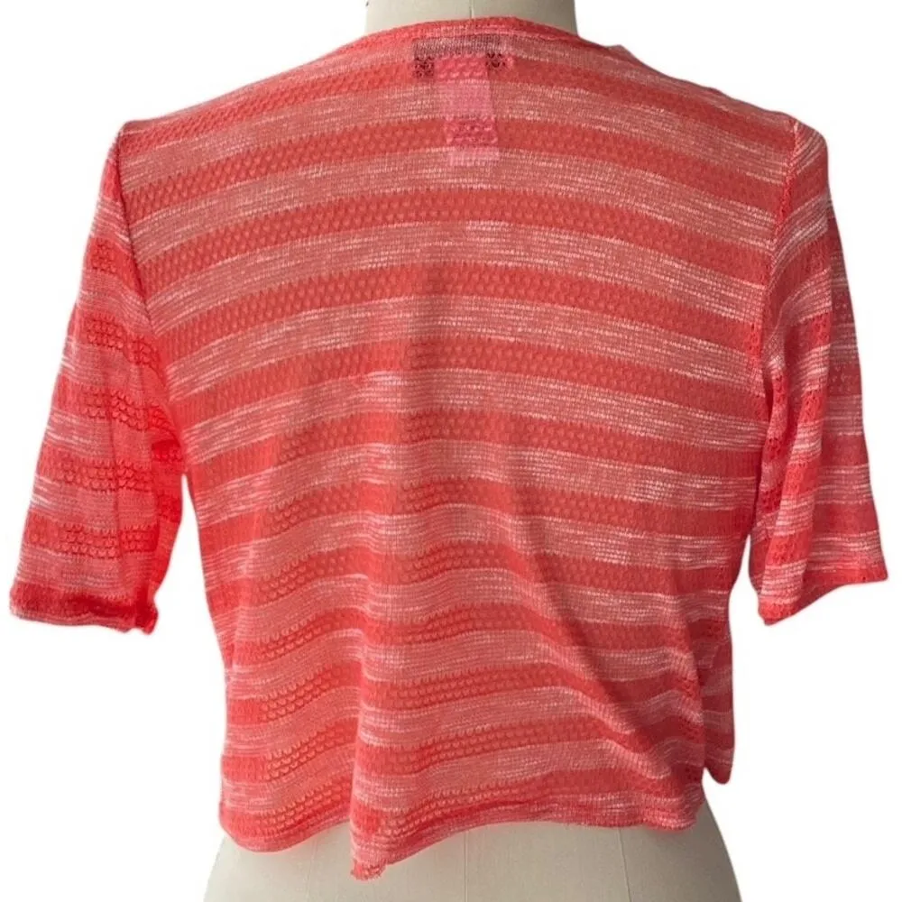 Bright & Colorful Sheer Coral Boho Wrap Short Bolero Bohemian Cardigan ~ MP Orange Size undefined - Image 3