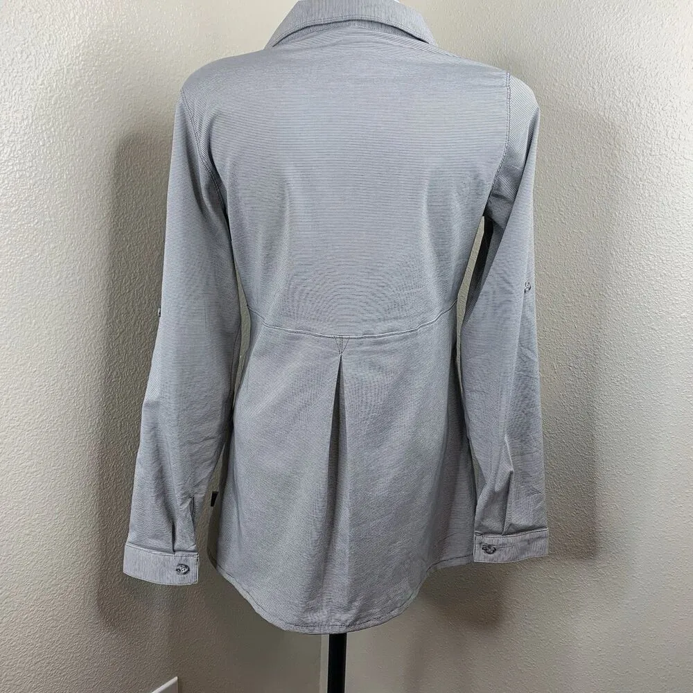 Mountain Hardwear Citypass Popover Shirt Tunic Women's Sz S Gray Striped Cute - Image 5