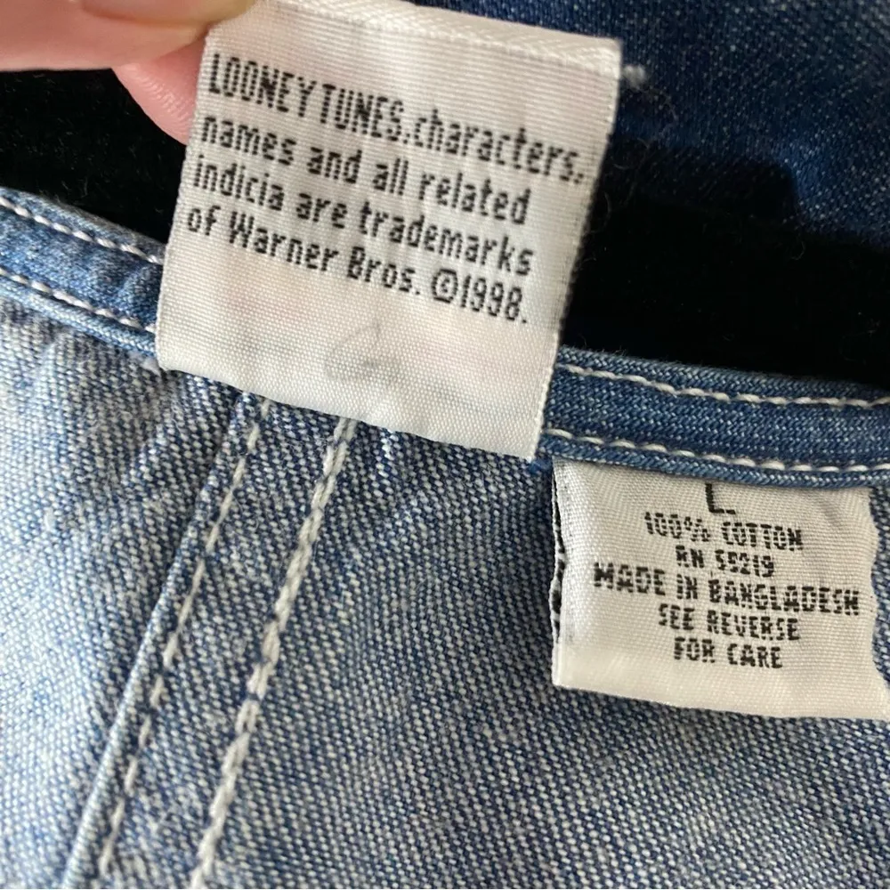 Warner Bros. Looney Tunes Sylvester Tweety Denim Overall Dress Large Blue - Image 6