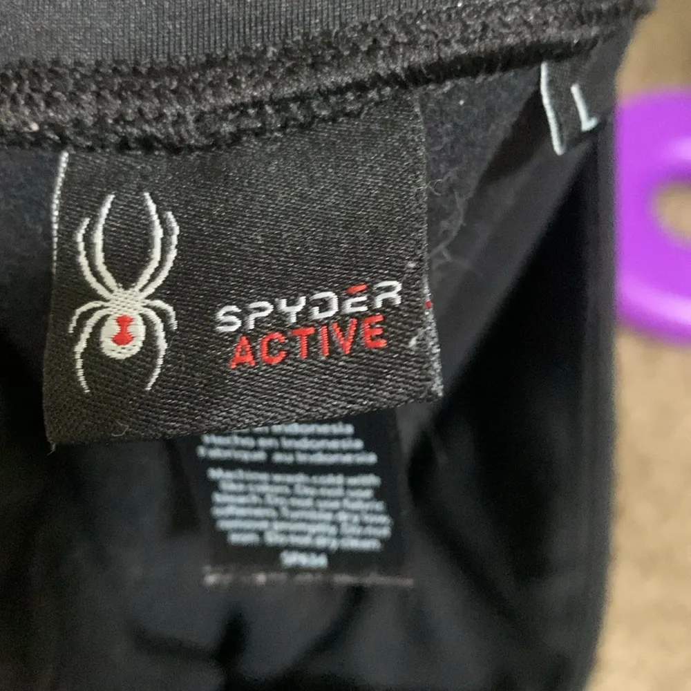 SPYDER Active fleece lined back zipper pocket woman size LARGE leggings black - Image 5