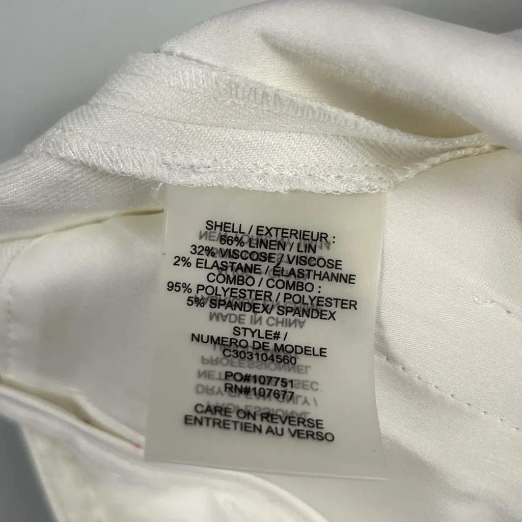 New Alice + Olivia White linen blend cuffed cropped white pants size 12 - Image 5