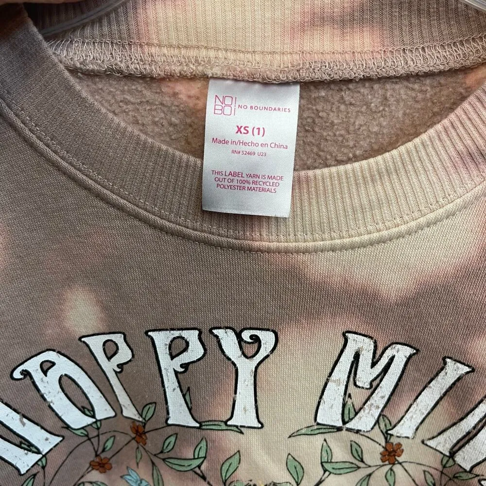 No Boundaries Happy Mind Happy Life Tie-Dye Sweatshirt XS 1 - Image 2