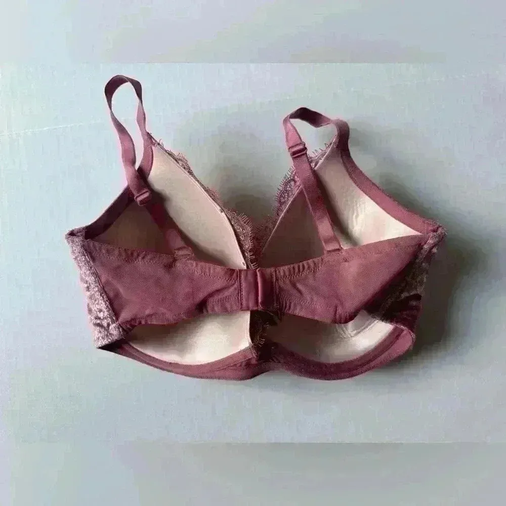 Victoria's Secret Women’s Plunge Dusty Rose Gold Metallic Pink‎ Bra Size 34 DD - Image 2
