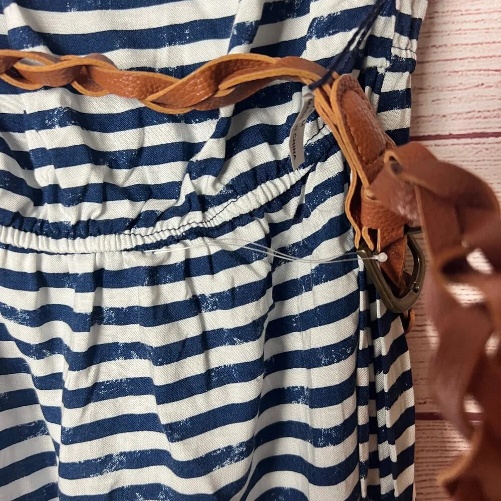 Trixxi Women's Maxi Flutter Stripe Print Top Long Length Dress Sz M - Image 4