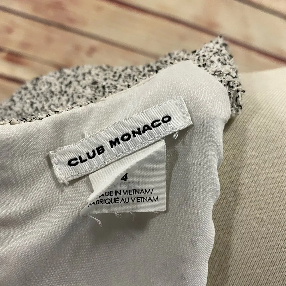 Club Monaco Knit Black & Beige V Neck Lined Fit & Flare Dress, Size 4 - Image 5