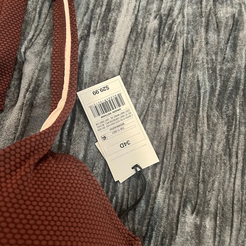 Brown Halter Bikini Top by Shade Shore Size 34D - Image 2