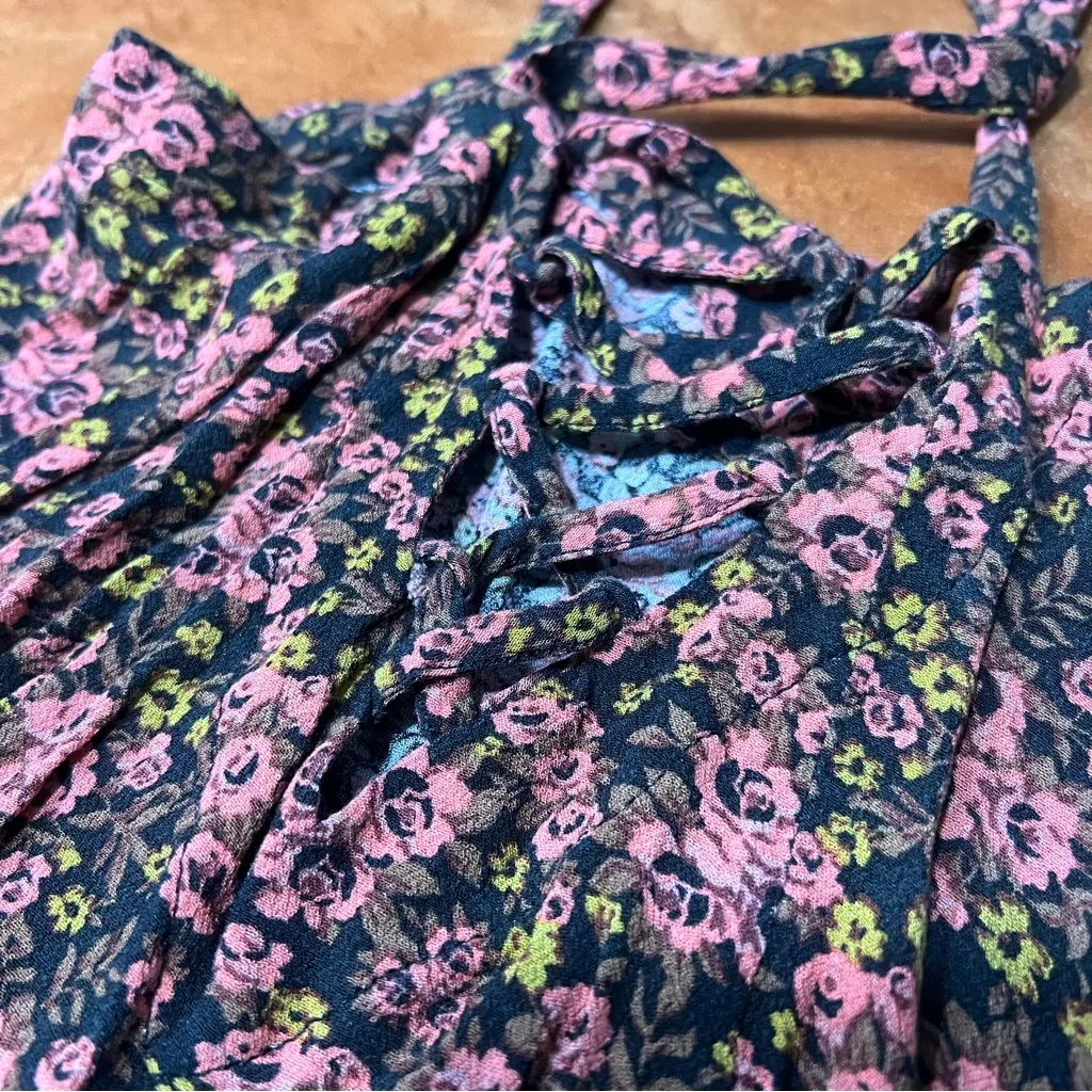 Free People Jenna's Bustier Babydoll Tank floral button front medium pink - Image 8