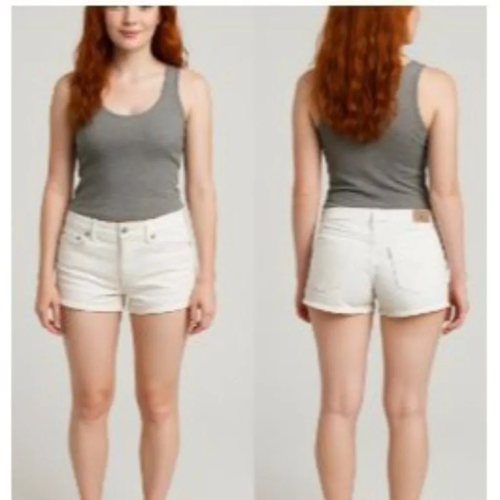 Levis  Size 13 Logo White Short Stretch Denim Shorts 5-Pocket Belt Loop - Image 2