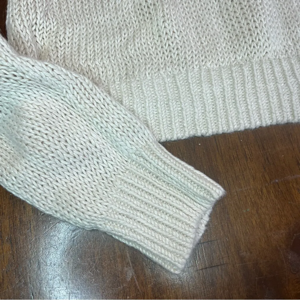 Polo Ralph Lauren Women’s Linen Cotton Roll Neck Cropped Cream Sweater Size S - Image 3