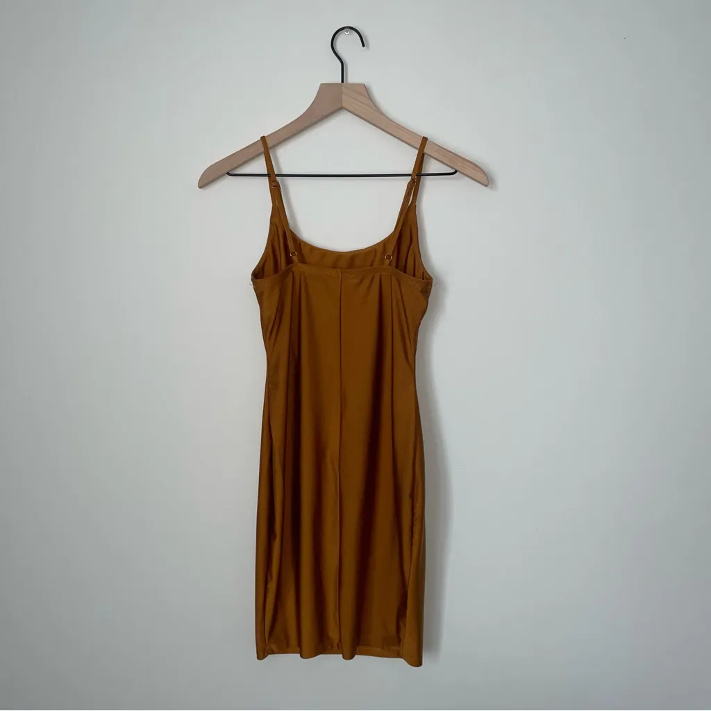 Elegant Metallic Bronze Mini‎ Dress - Image 2